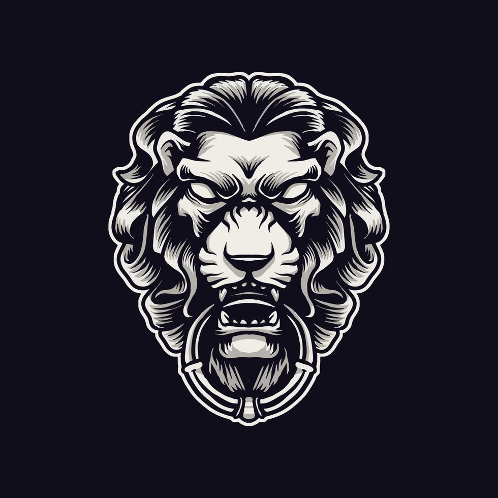 Lion head ornament illustration vector