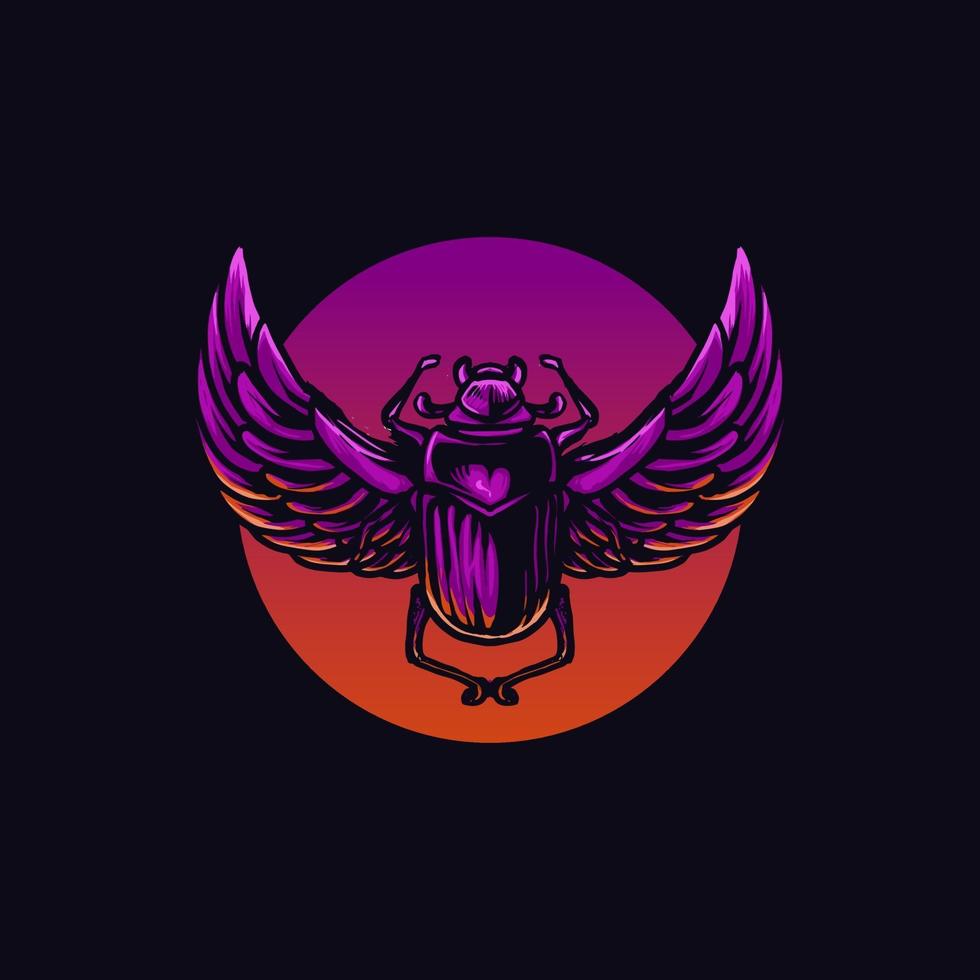 Scarab cyberpunk illustration vector