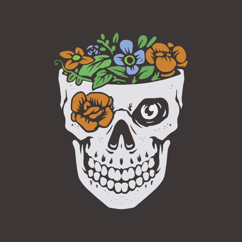 Flower nature skull vector