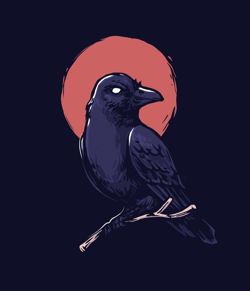 Dark raven illustration vector