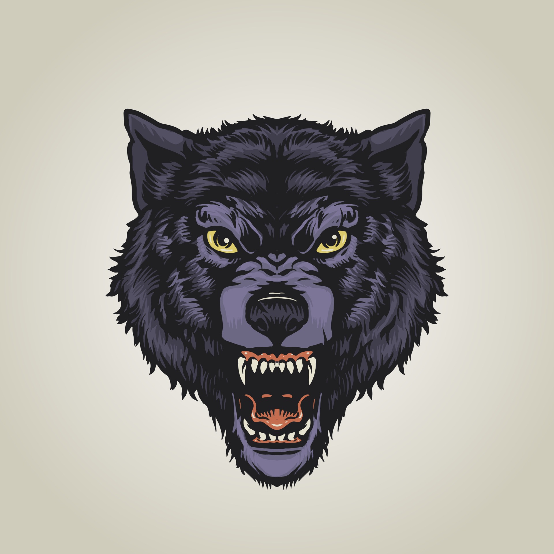 Angry Wolf Head Drawings