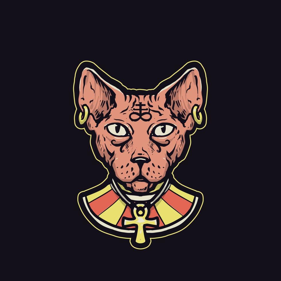 gato esfinge con estilo antiguo egipto vector