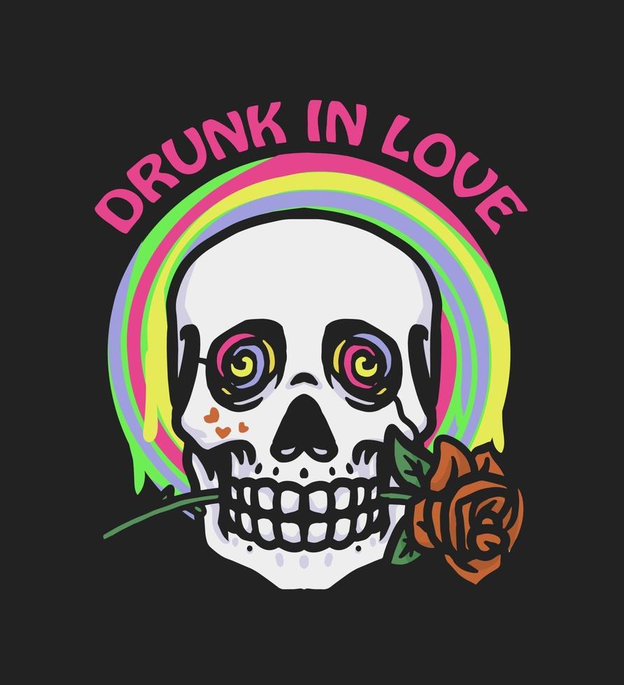 calavera goteante borracho de amor vector