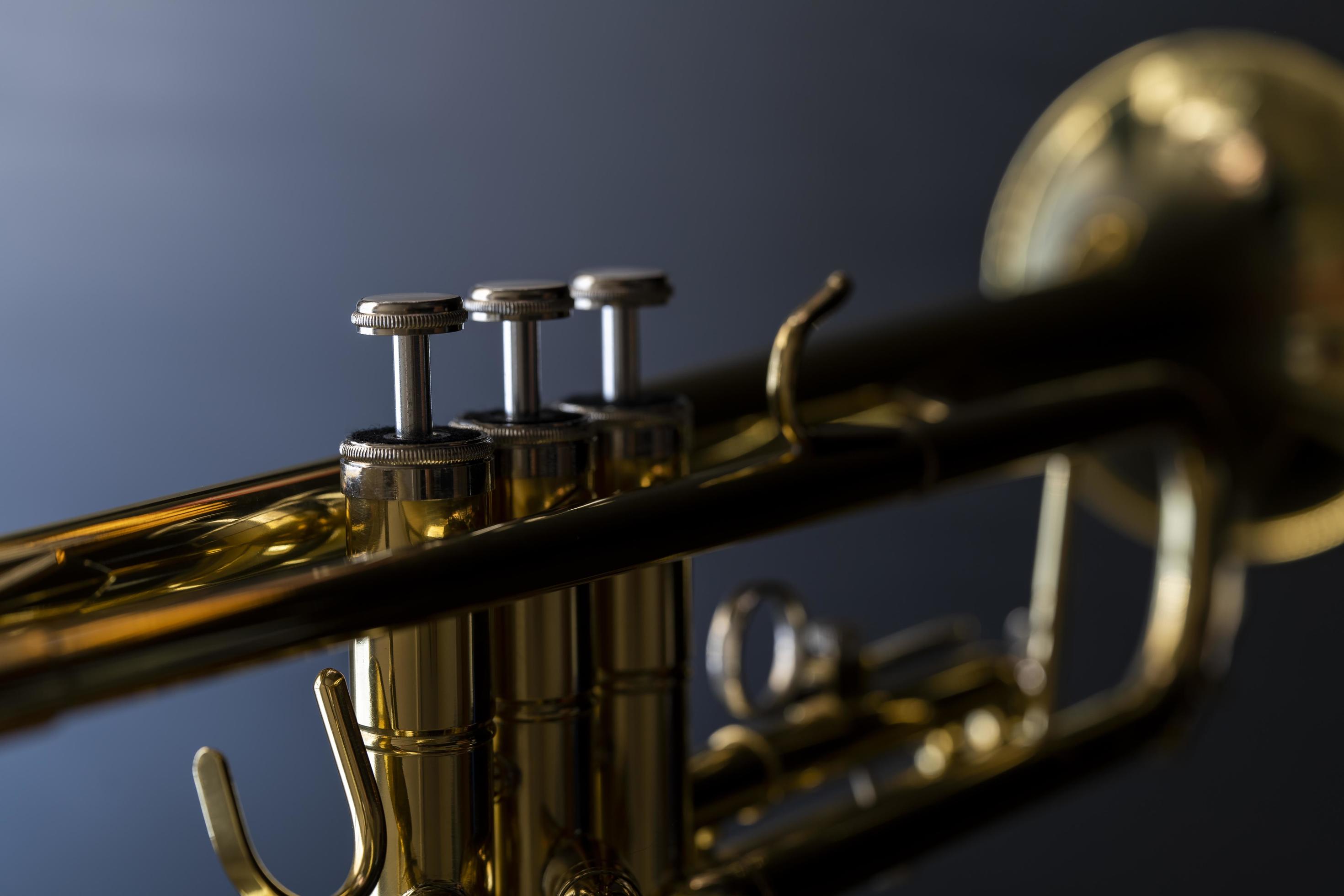 Close up of a trumpet on a dark background 2022109 Stock Photo at Vecteezy
