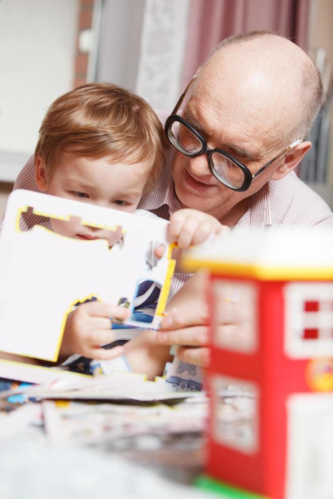 Grandfather and his grandson photo