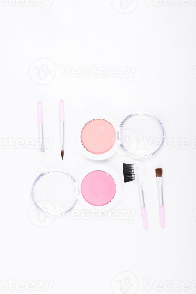 Set of makeup blush isolated on white background photo