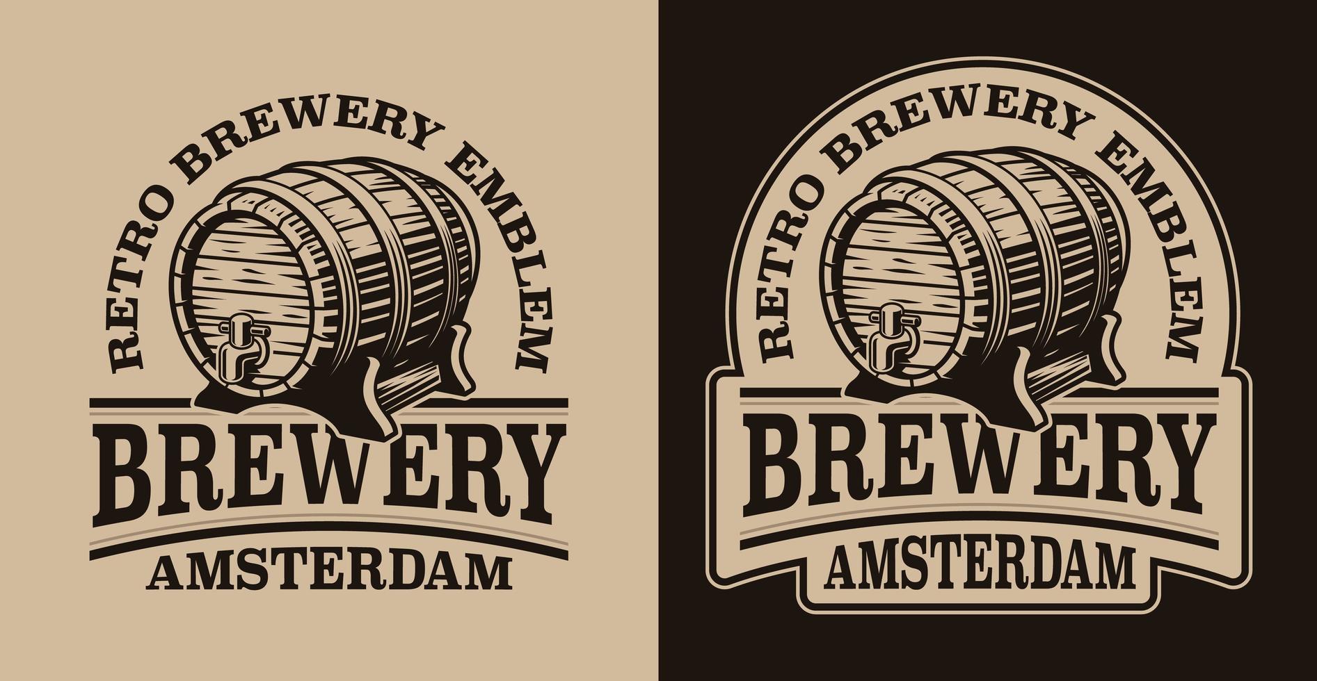 A black and white vintage emblem for beer theme vector