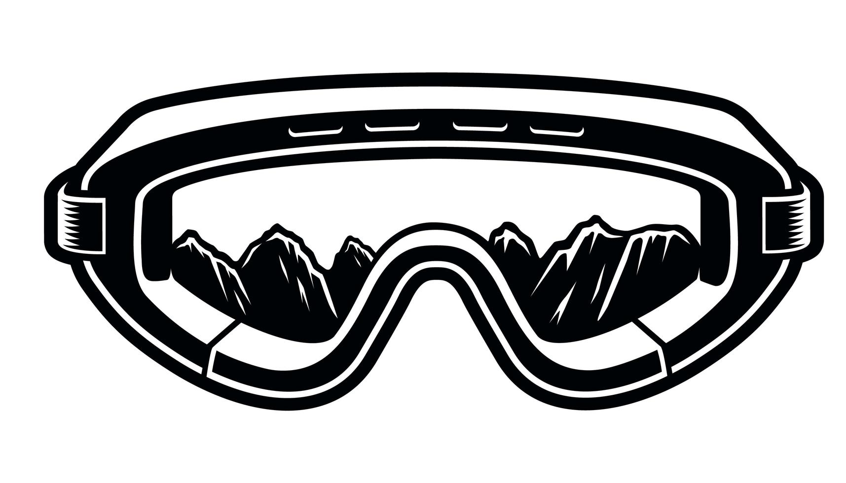 Ski Mountain Glasses Black and White Design vector