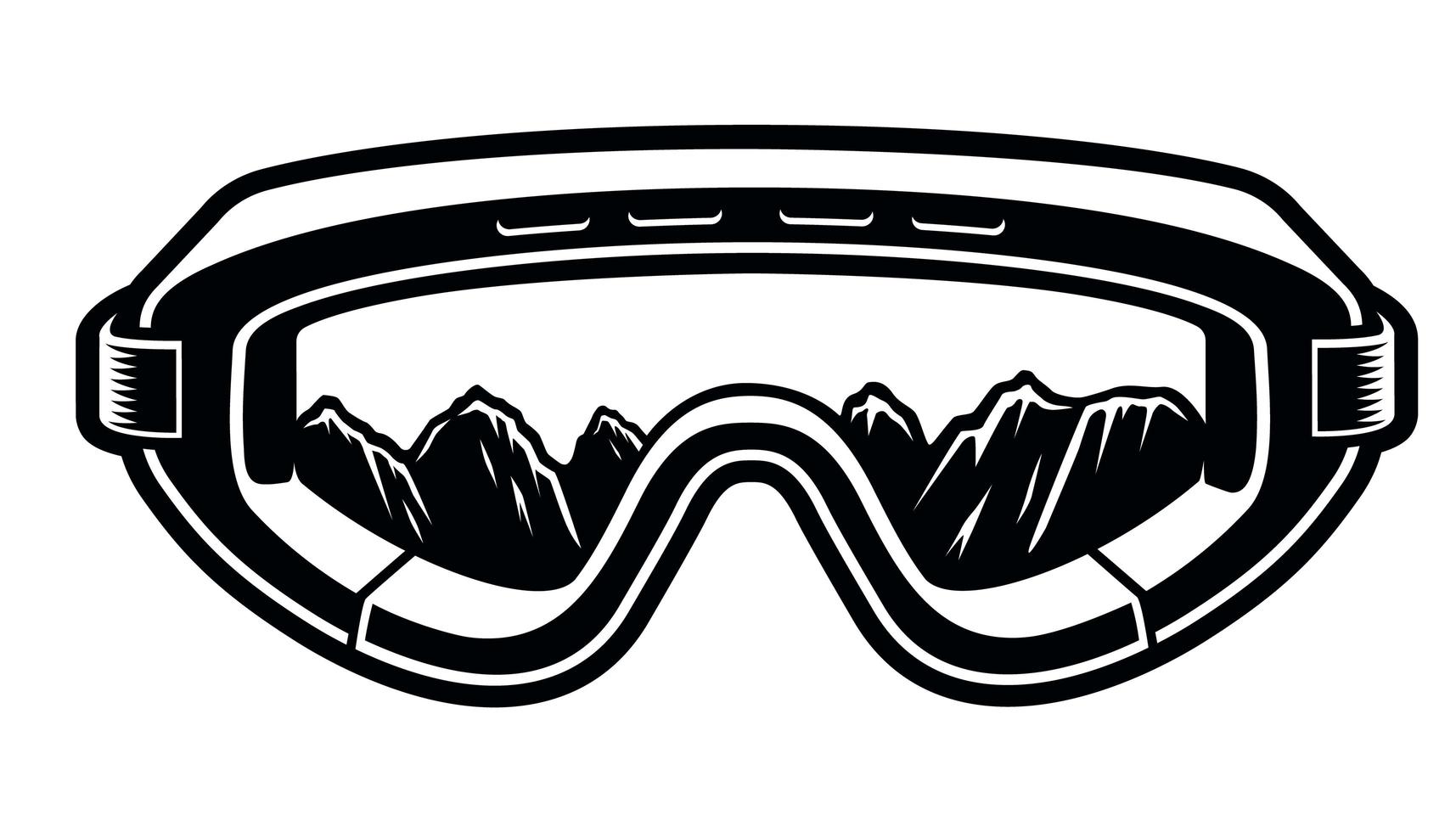 Gafas de esquí de montaña de diseño en blanco y negro. vector