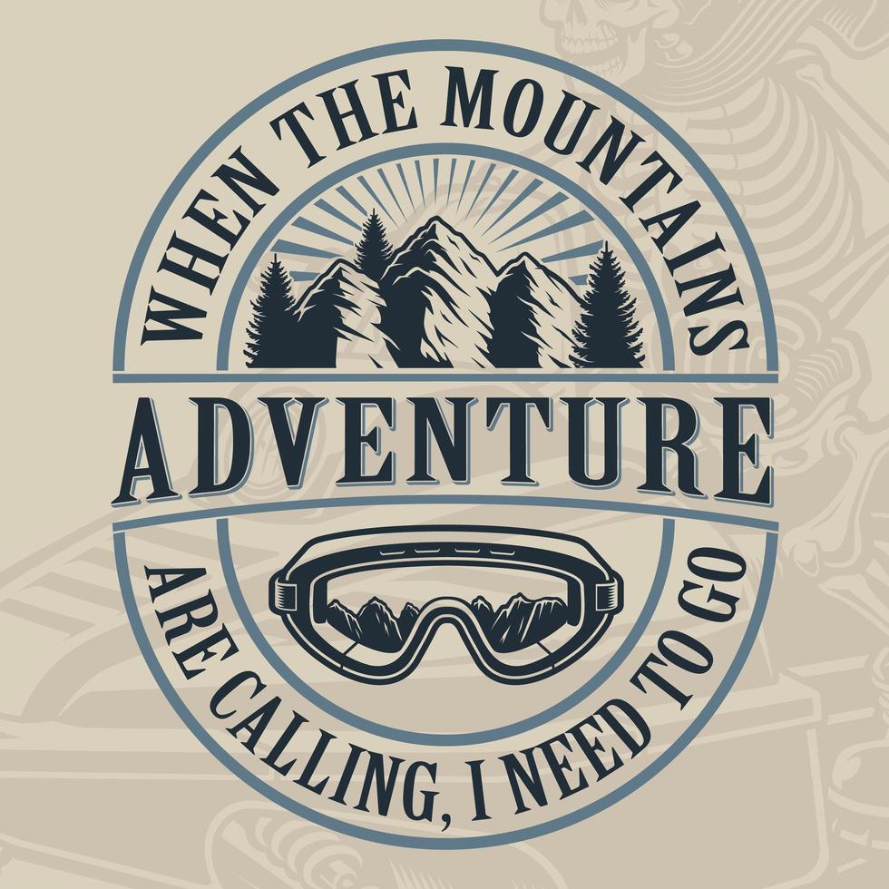 diseño de montaña de aventura vintage vector