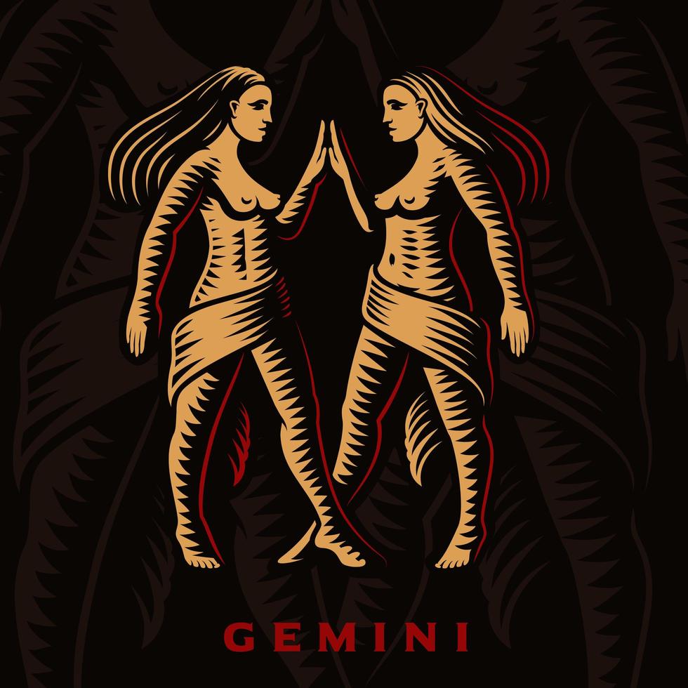 A vector illustration of Gemini zodiac sign