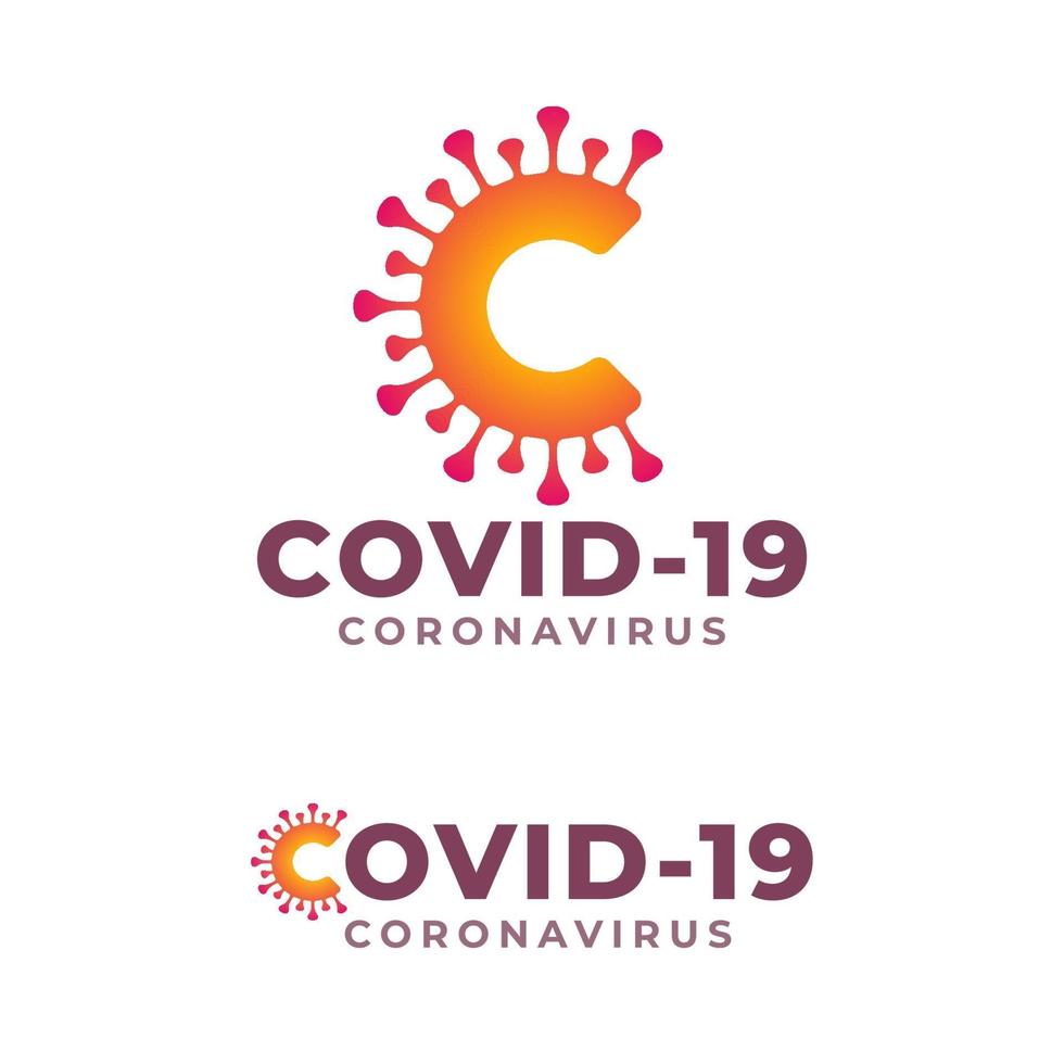 letra c - corona virus covid 19 logo vector