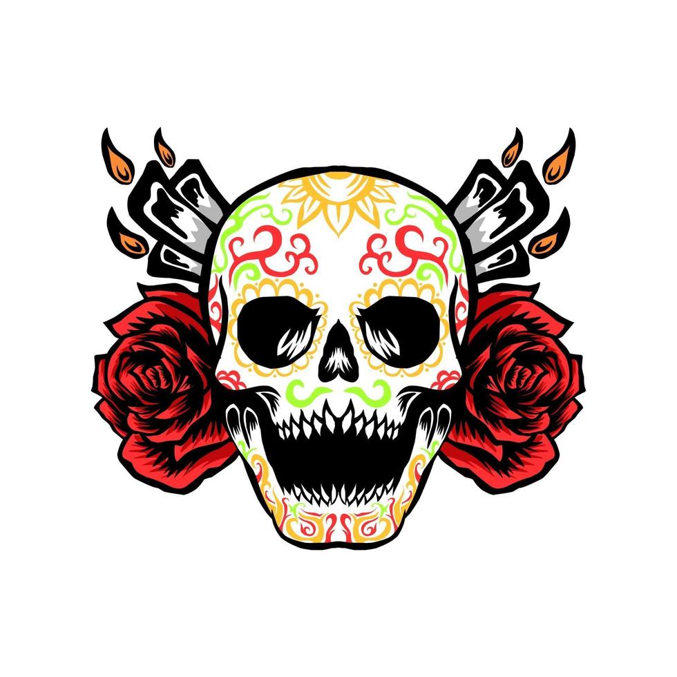 dia de los muertos skull vector