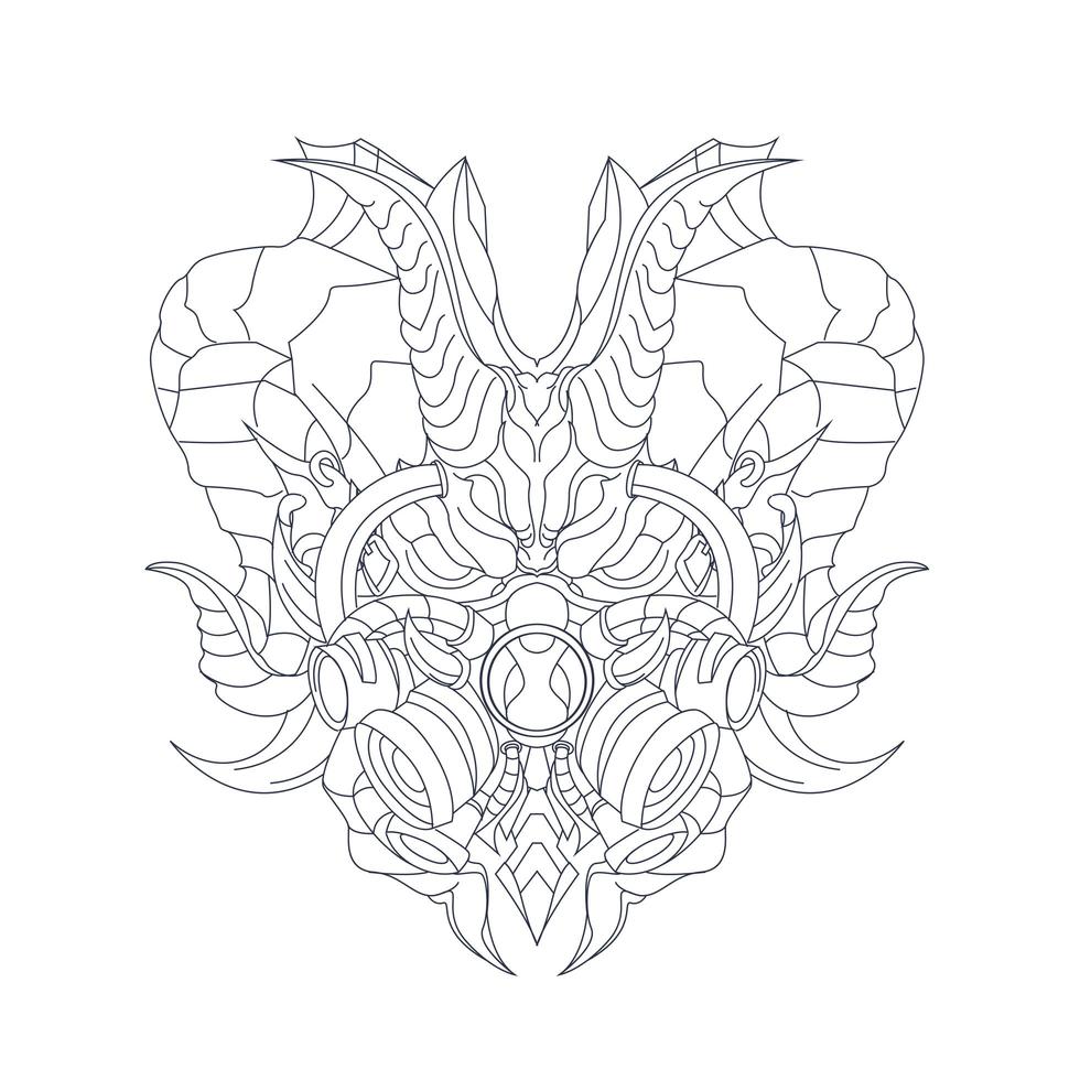 vector hand drawn illustration of dragon