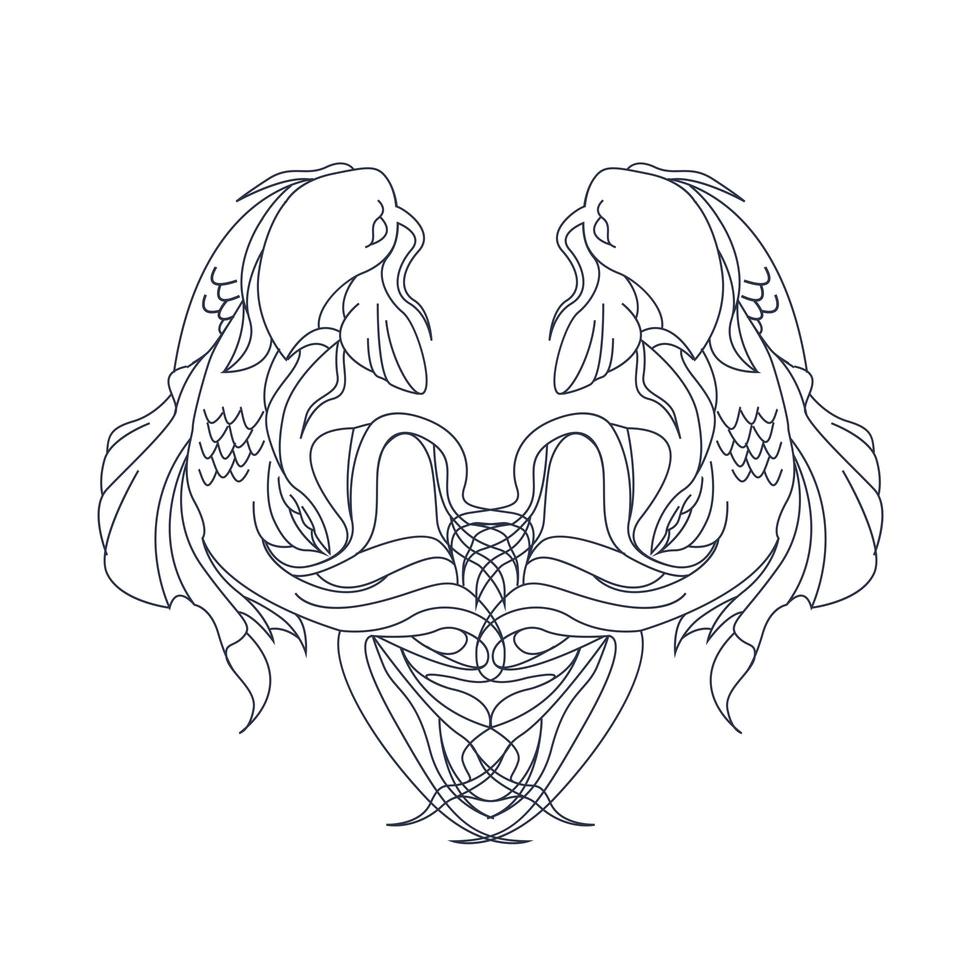 vector hand drawn illustration of fish ambigram