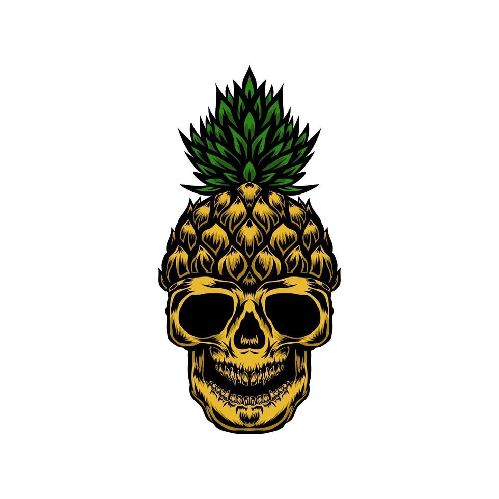 diseño de verano de piña de calavera vector