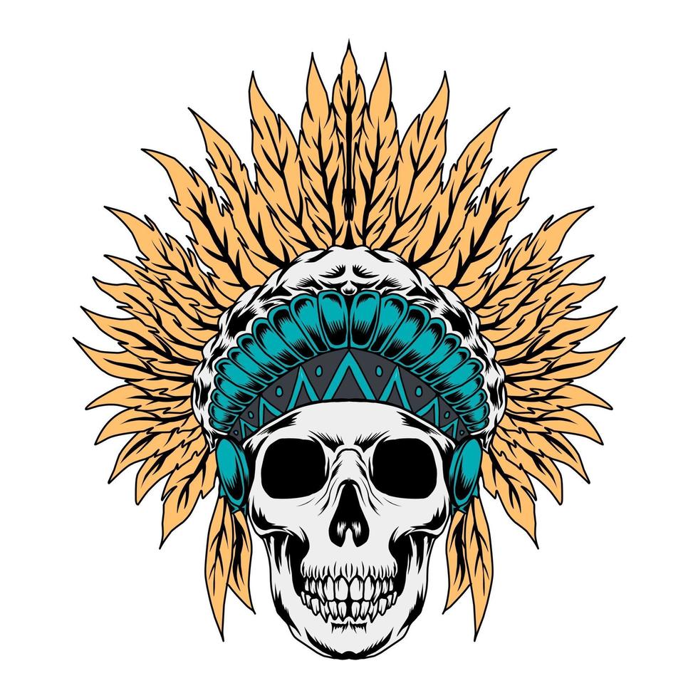 native american skull vector illustration