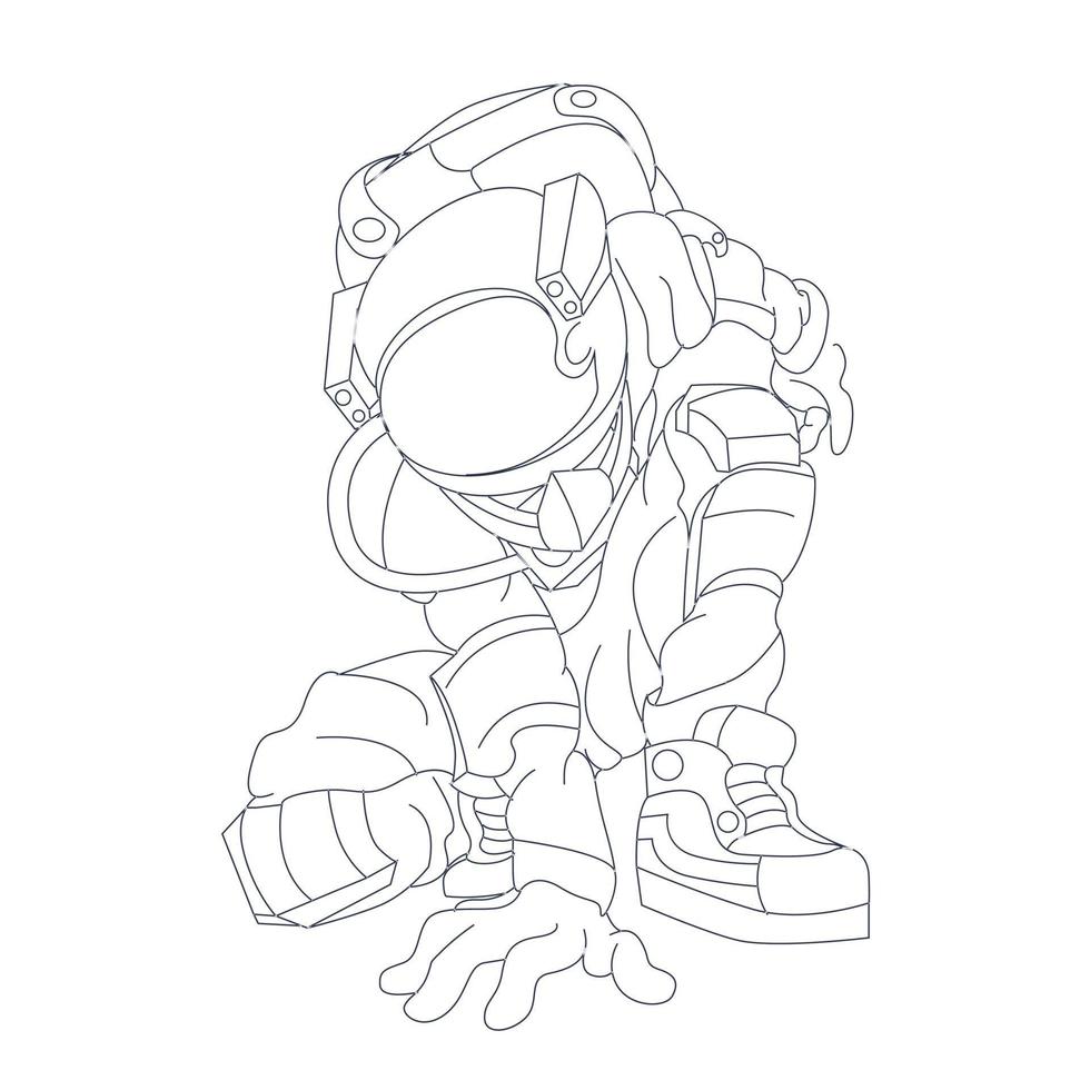 vector hand drawn illustration of astronaut and octopus