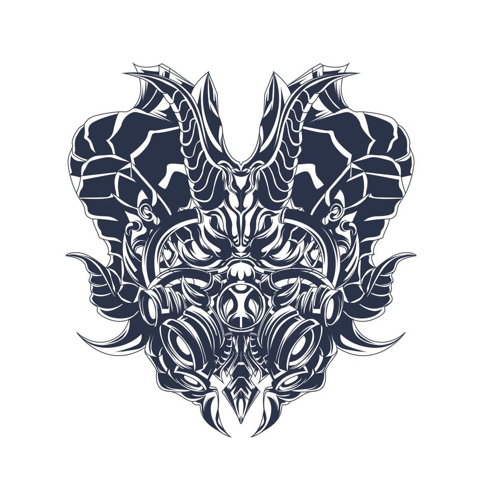 Máscara de dragón entintado ilustración ilustraciones vector