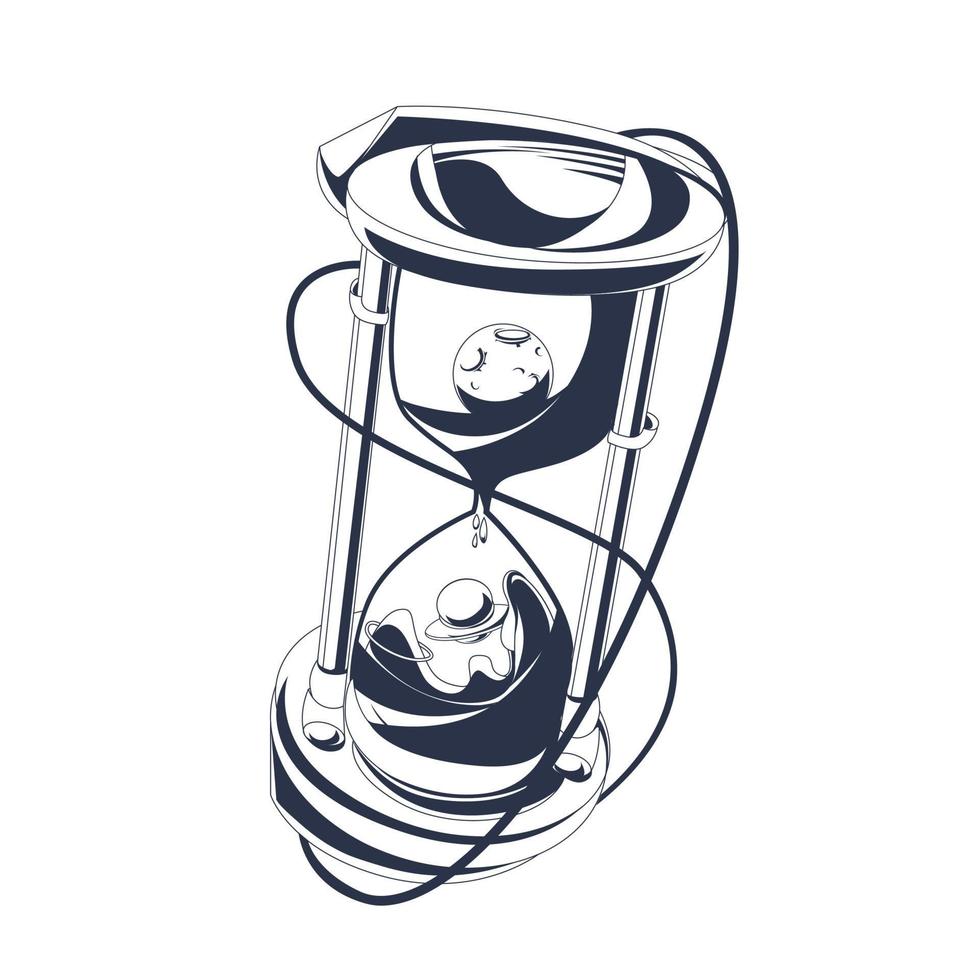 hourglass inking illustration artwork vector