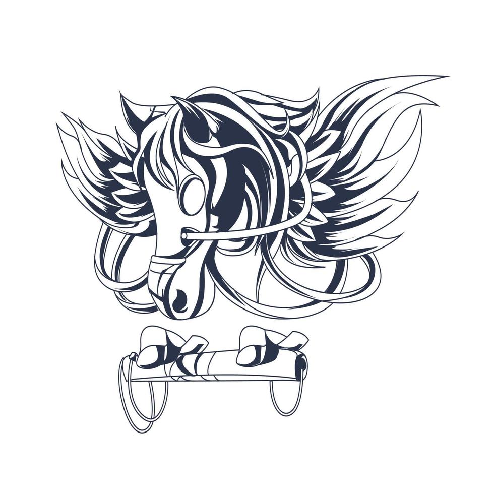 pegasus inking illustration artwork vector