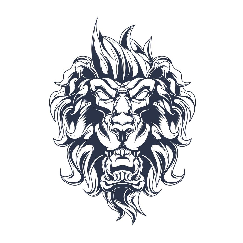 arte de ilustración de entintado de león vector