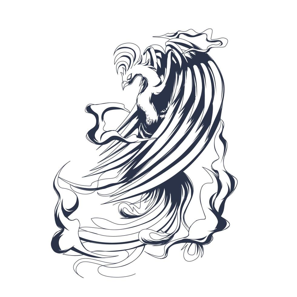 phoenix inking illustration artwork vector