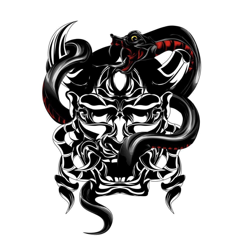 snake demon inking illustration artwork vector