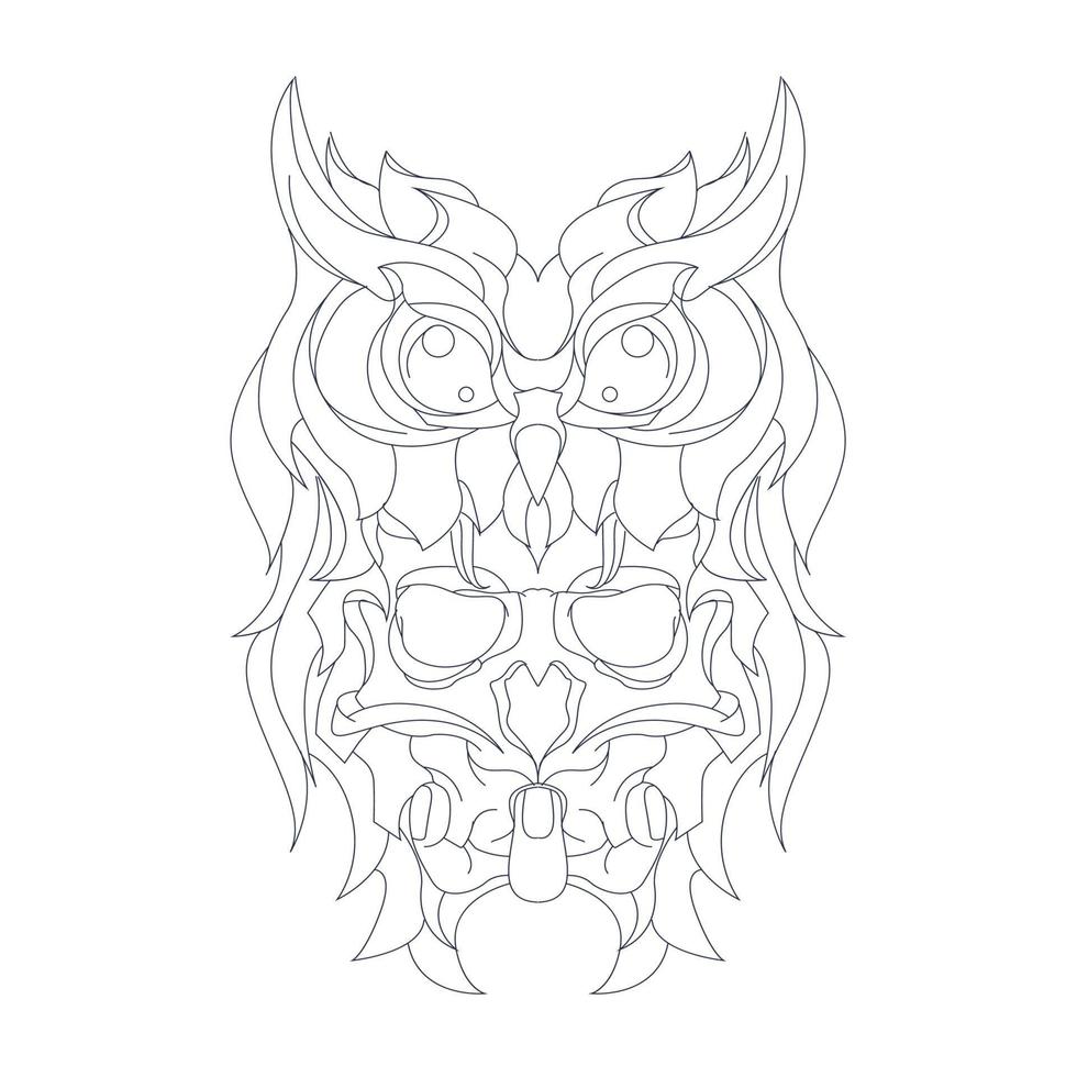 vector hand drawn illustration of owl devil