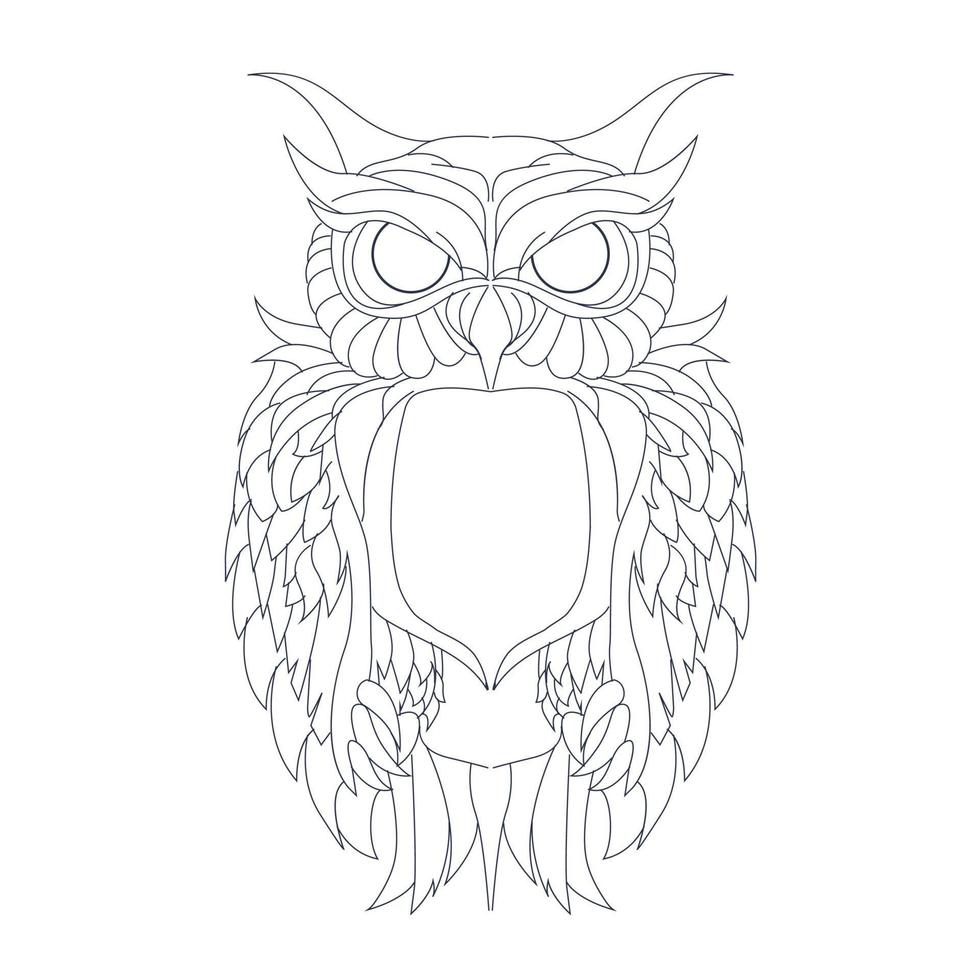 vector hand drawn illustration of big owl