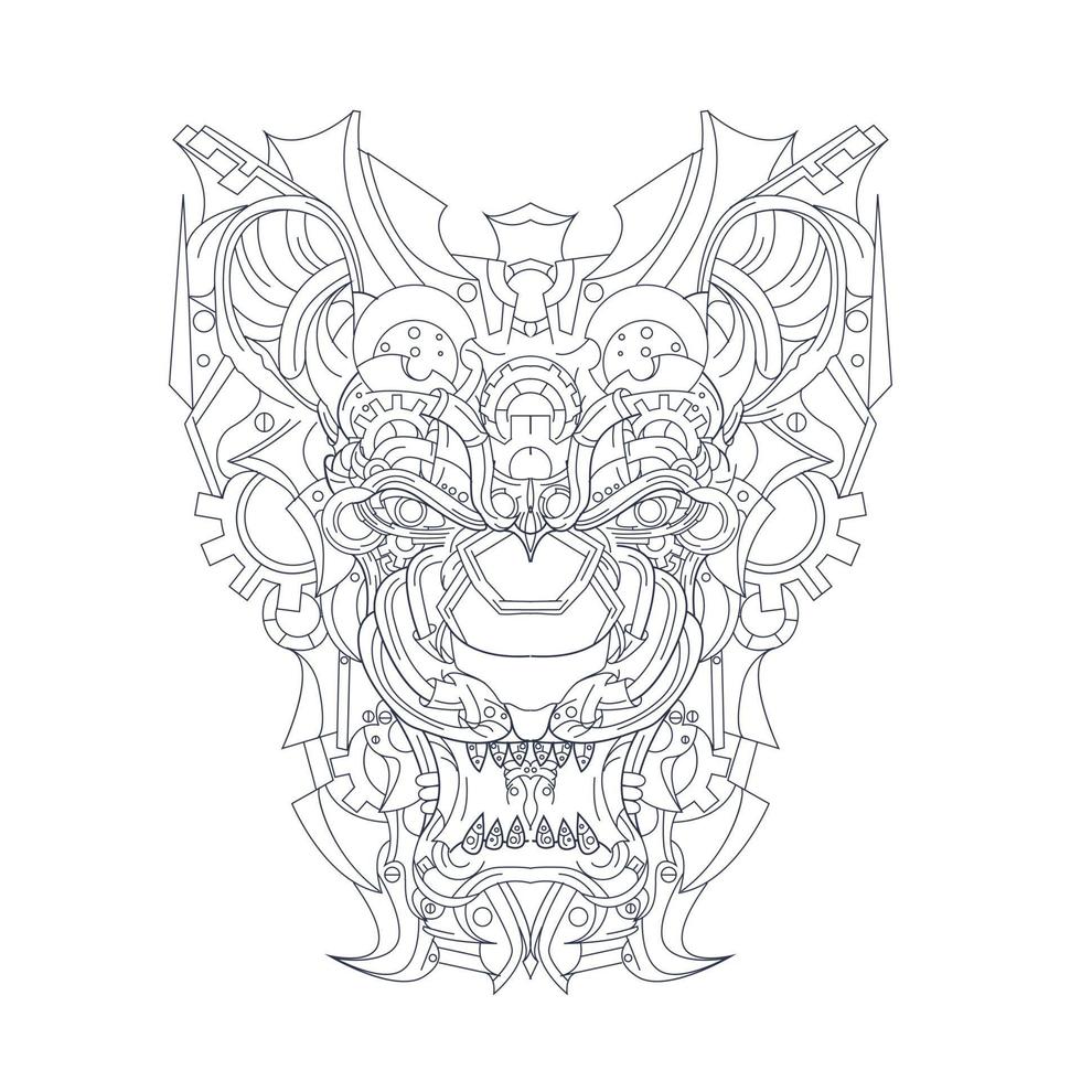 vector hand drawn illustration of lion ornamental