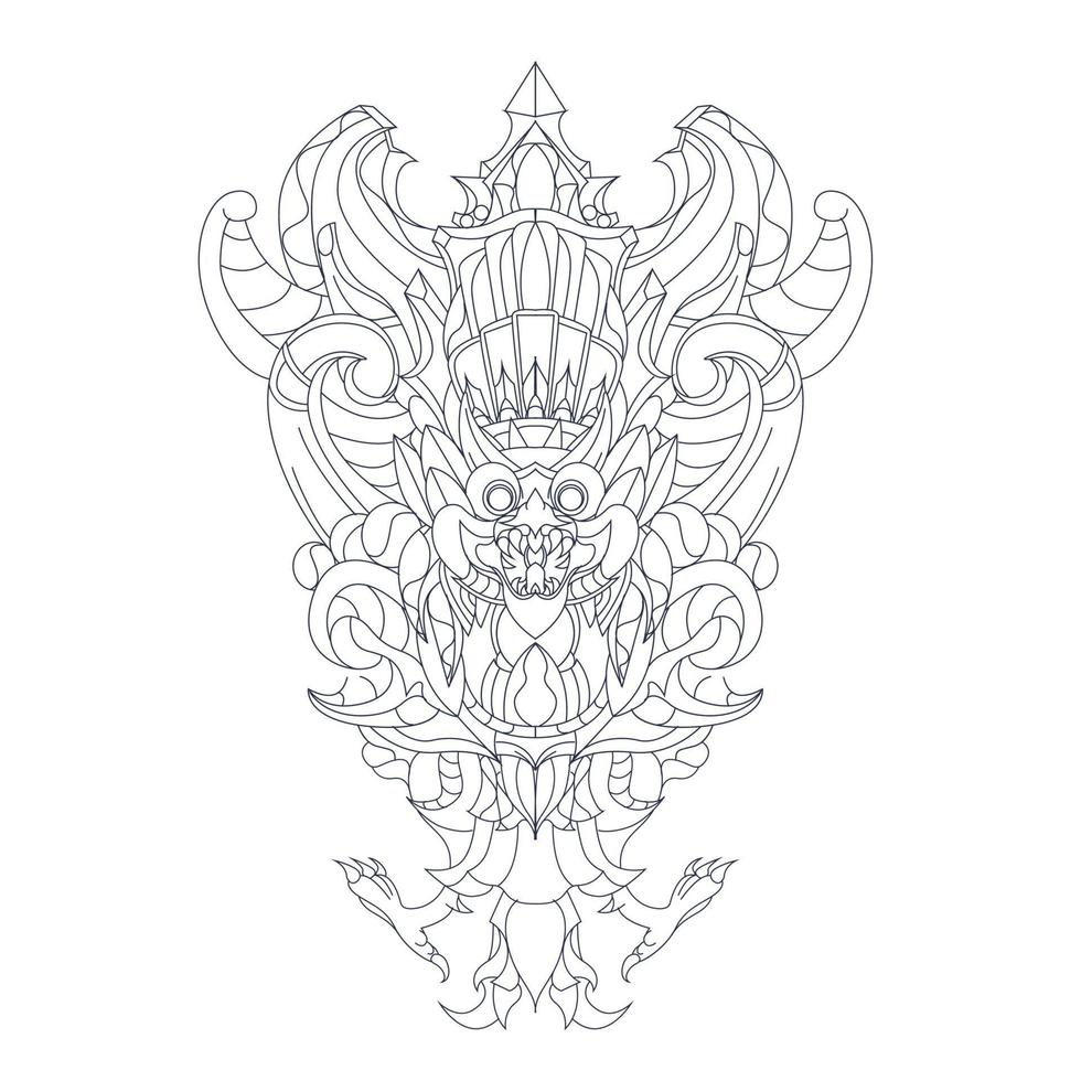 vector hand drawn illustration of garuda culture indonesian