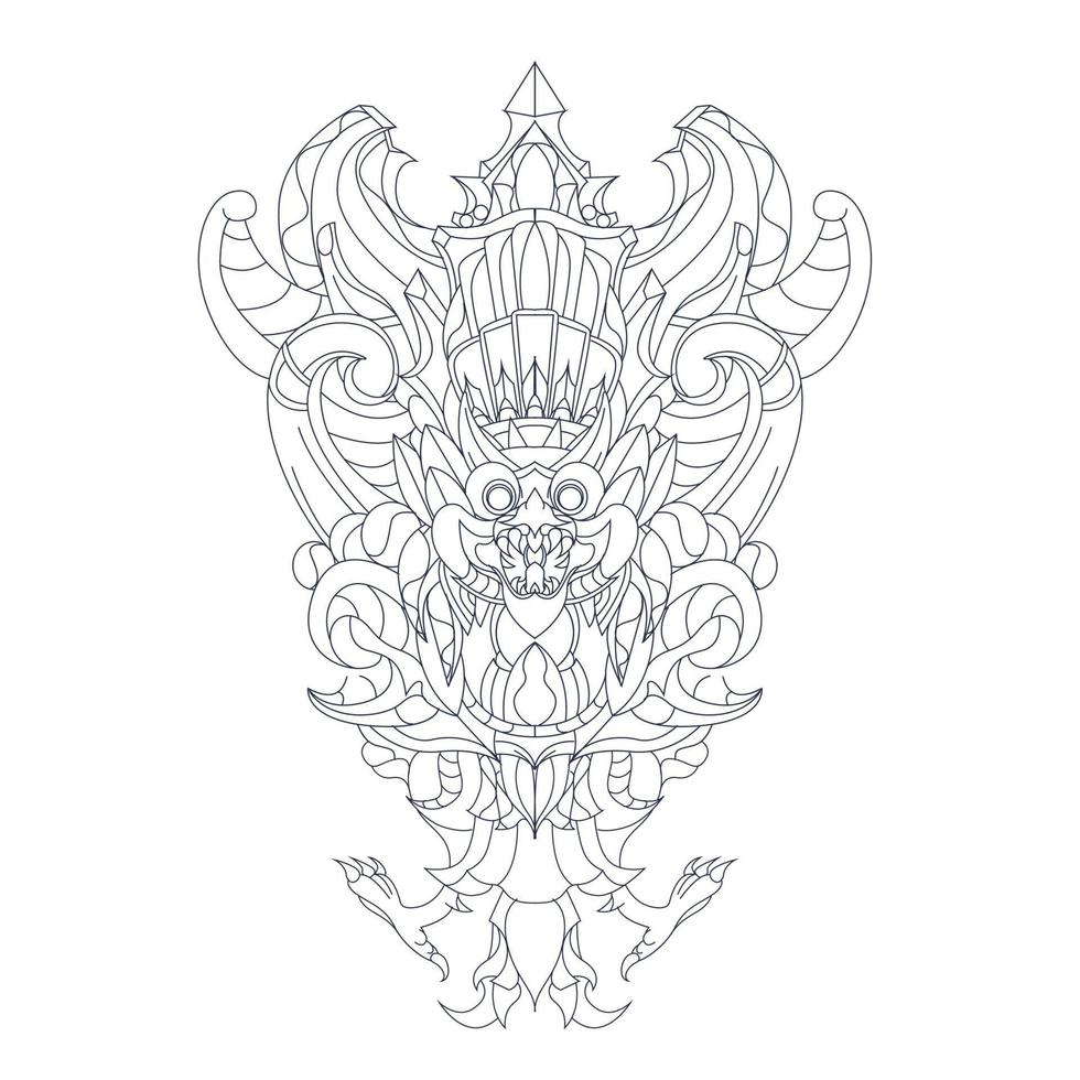 vector hand drawn illustration of garuda culture indonesian