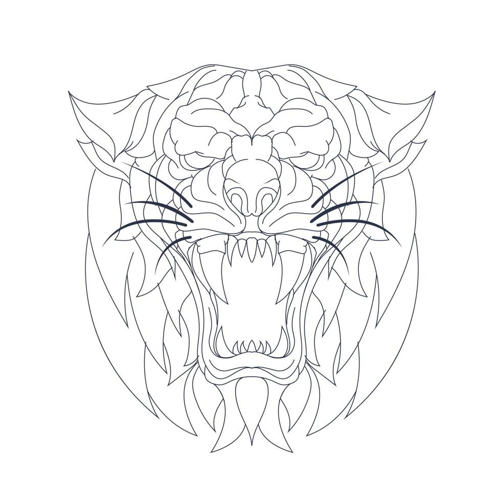 vector hand drawn illustration of tiger