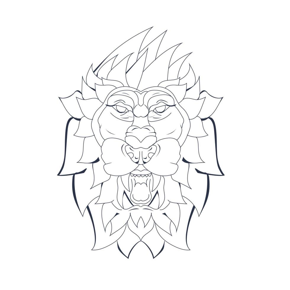 vector hand drawn illustration of lion