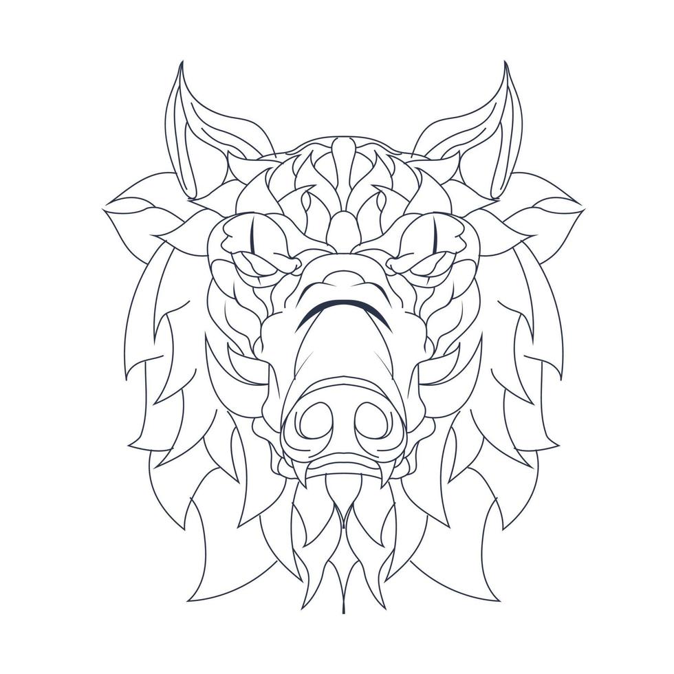 vector hand drawn illustration of pig