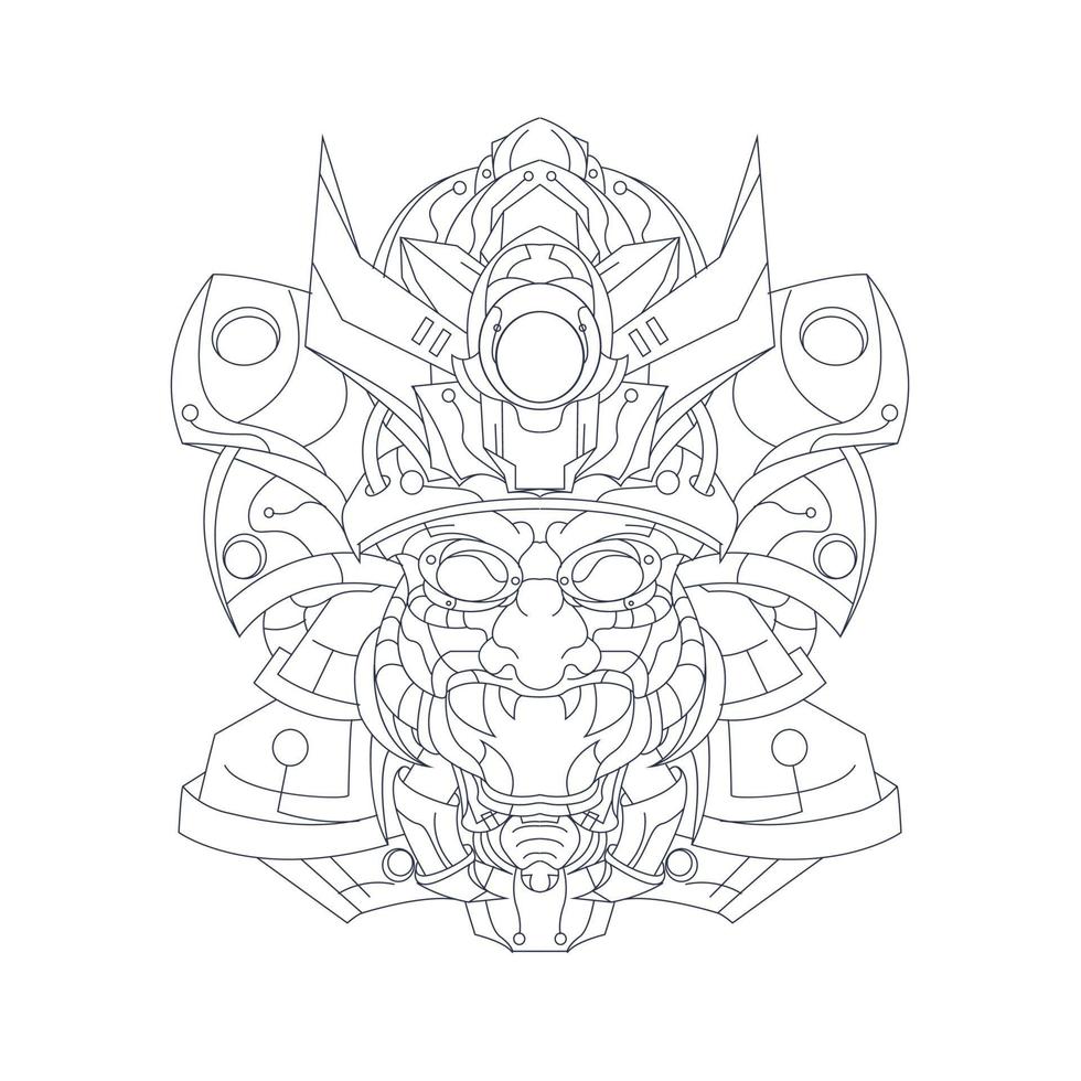 vector hand drawn illustration of satan ronin