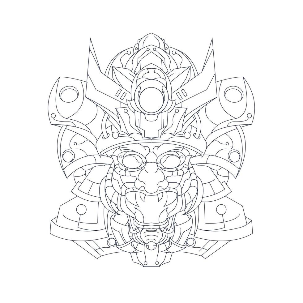 vector dibujado a mano ilustración de satanás ronin