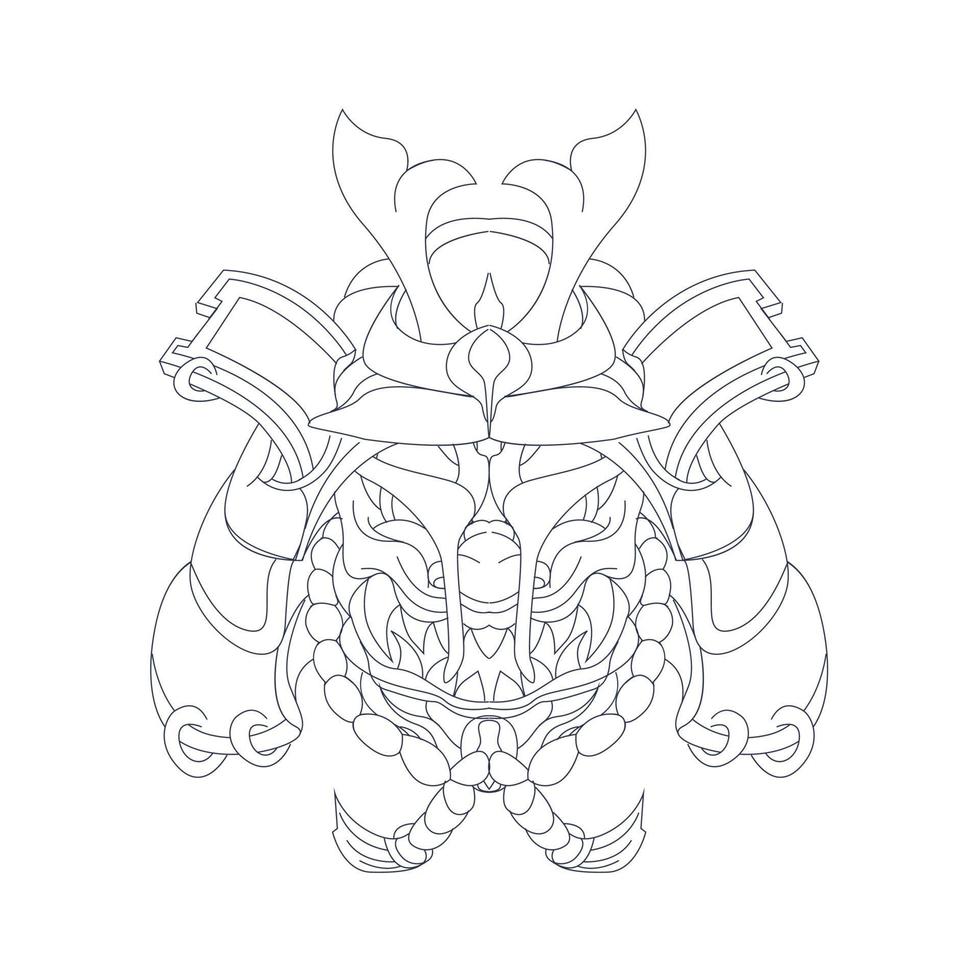 vector hand drawn illustration of satan samurai