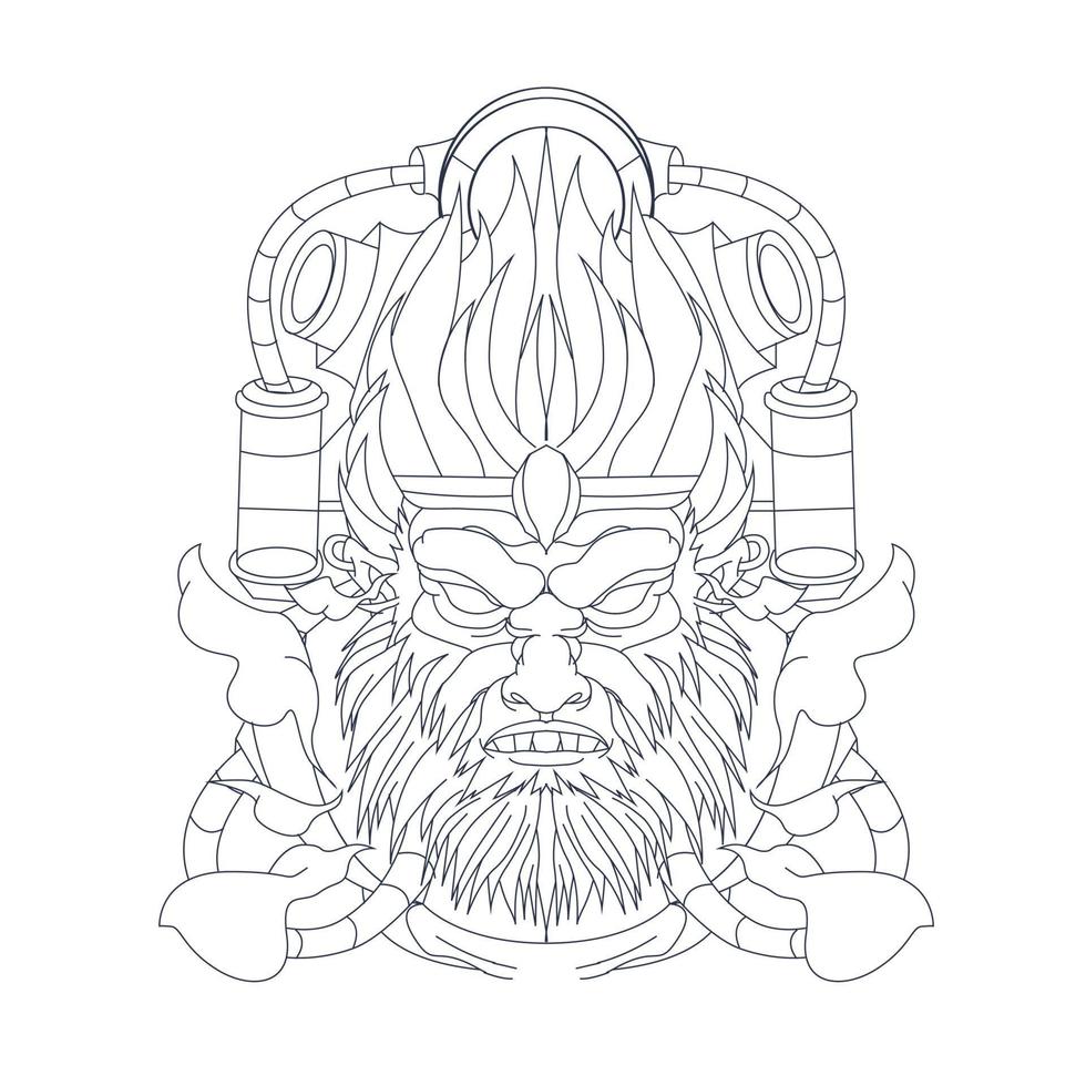 vector hand drawn illustration of angry monkey