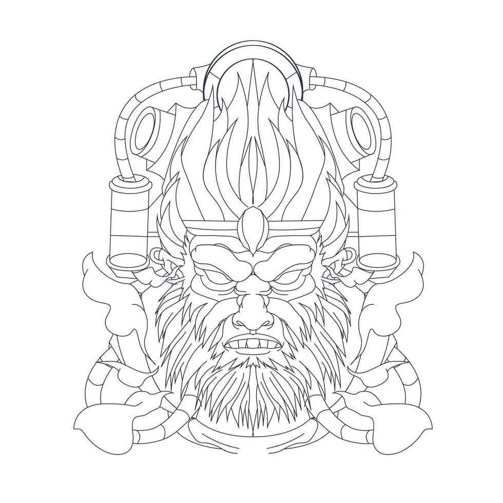 vector hand drawn illustration of angry monkey