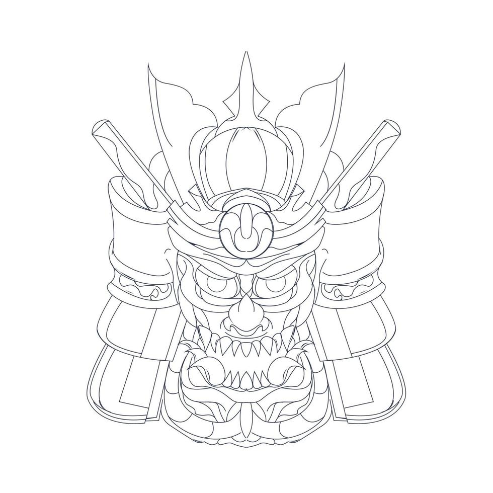 vector hand drawn illustration of samurai war