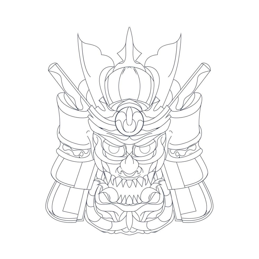 vector hand drawn illustration of samurai war