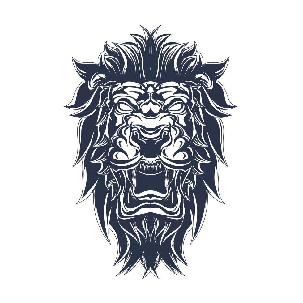 lion angry inking illustration artwork vector