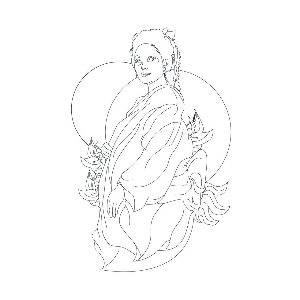 vector hand drawn illustration of geisha