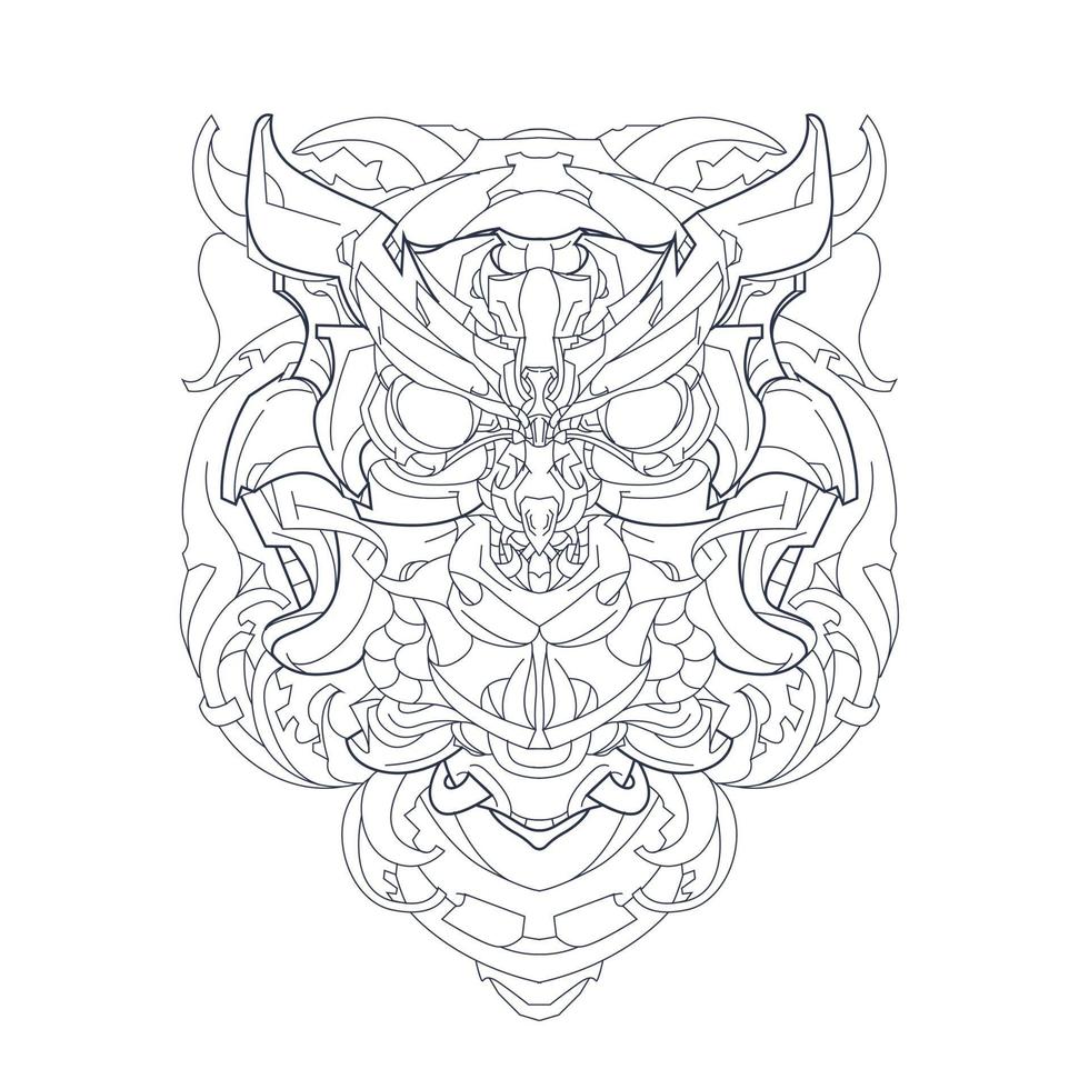 vector hand drawn illustration of mechanical owl