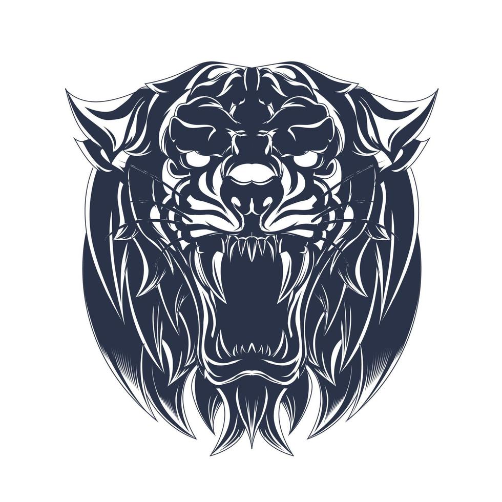 angry tiger inking illustration artwork vector