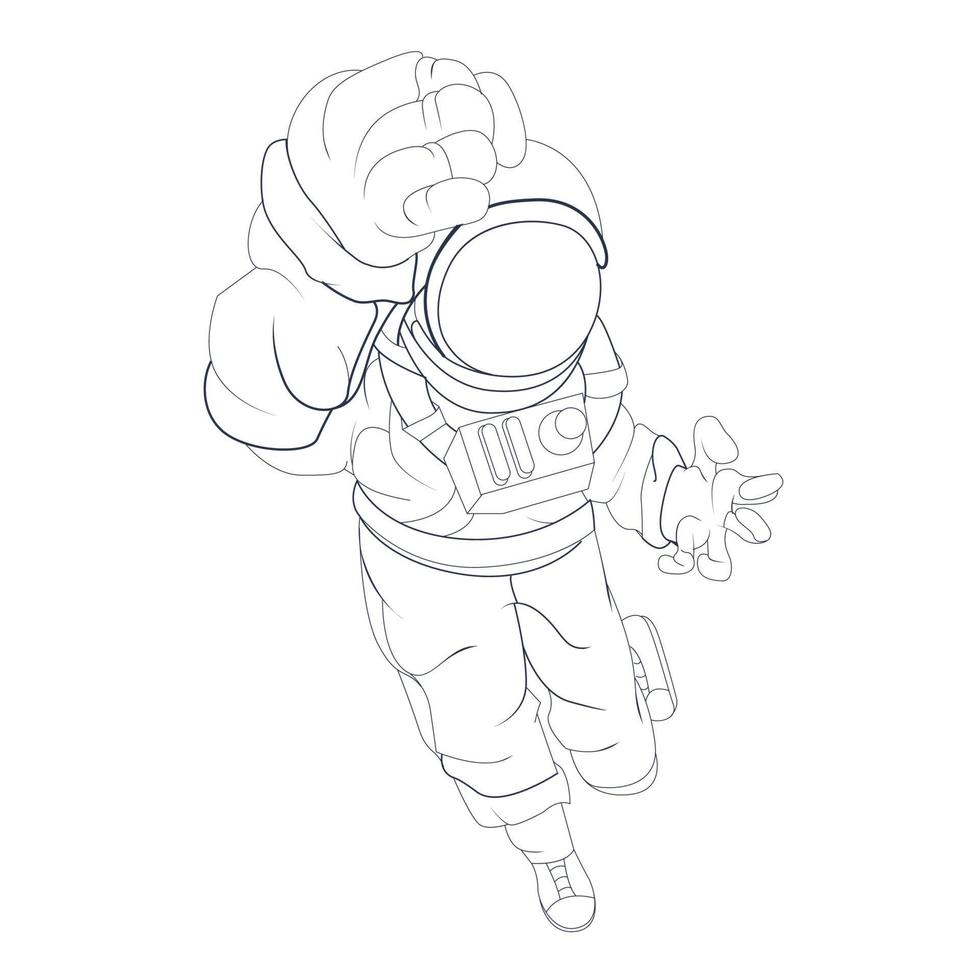 vector hand drawn illustration of astronaut fight