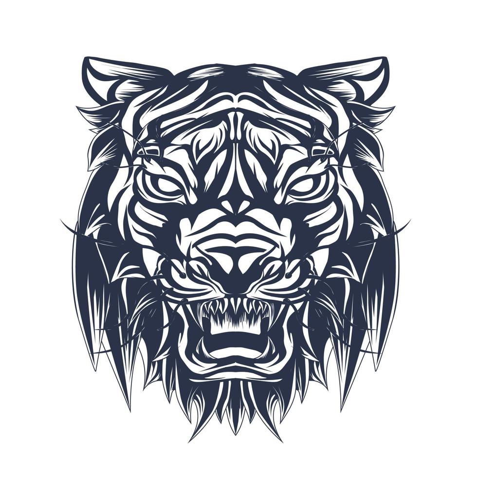 tiger inking illustration artwork vector