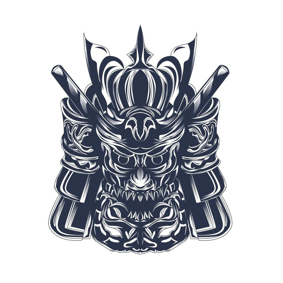 samurai satanás entintado ilustración ilustraciones vector